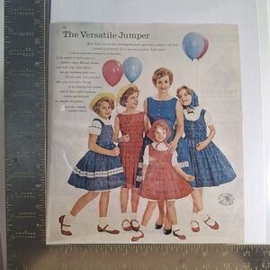 Vintage Girls' Sundress Set in Blue & Red - Magazine Ad 1960s